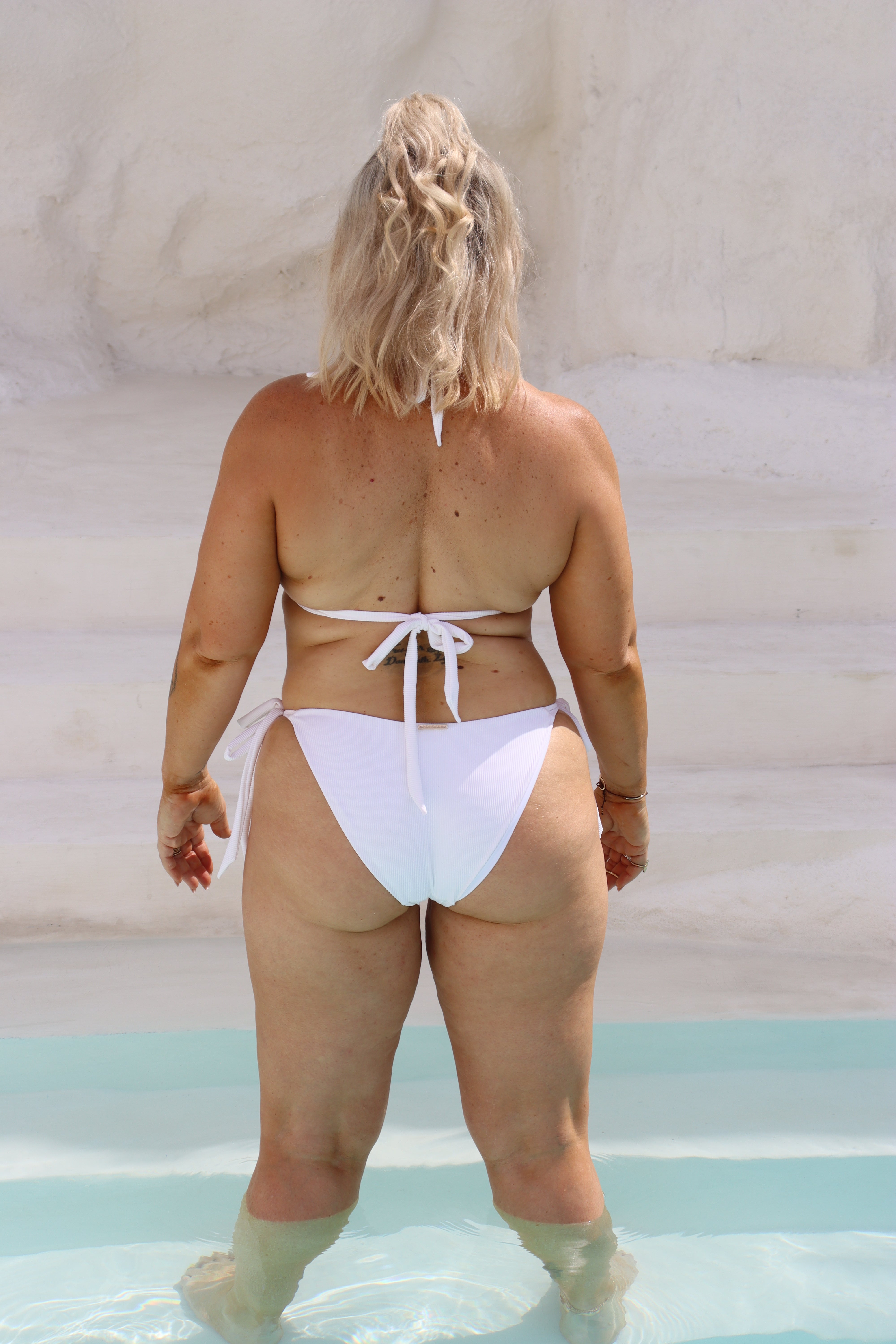 ESME Bottoms - String Bikini - WHTE RIBBED