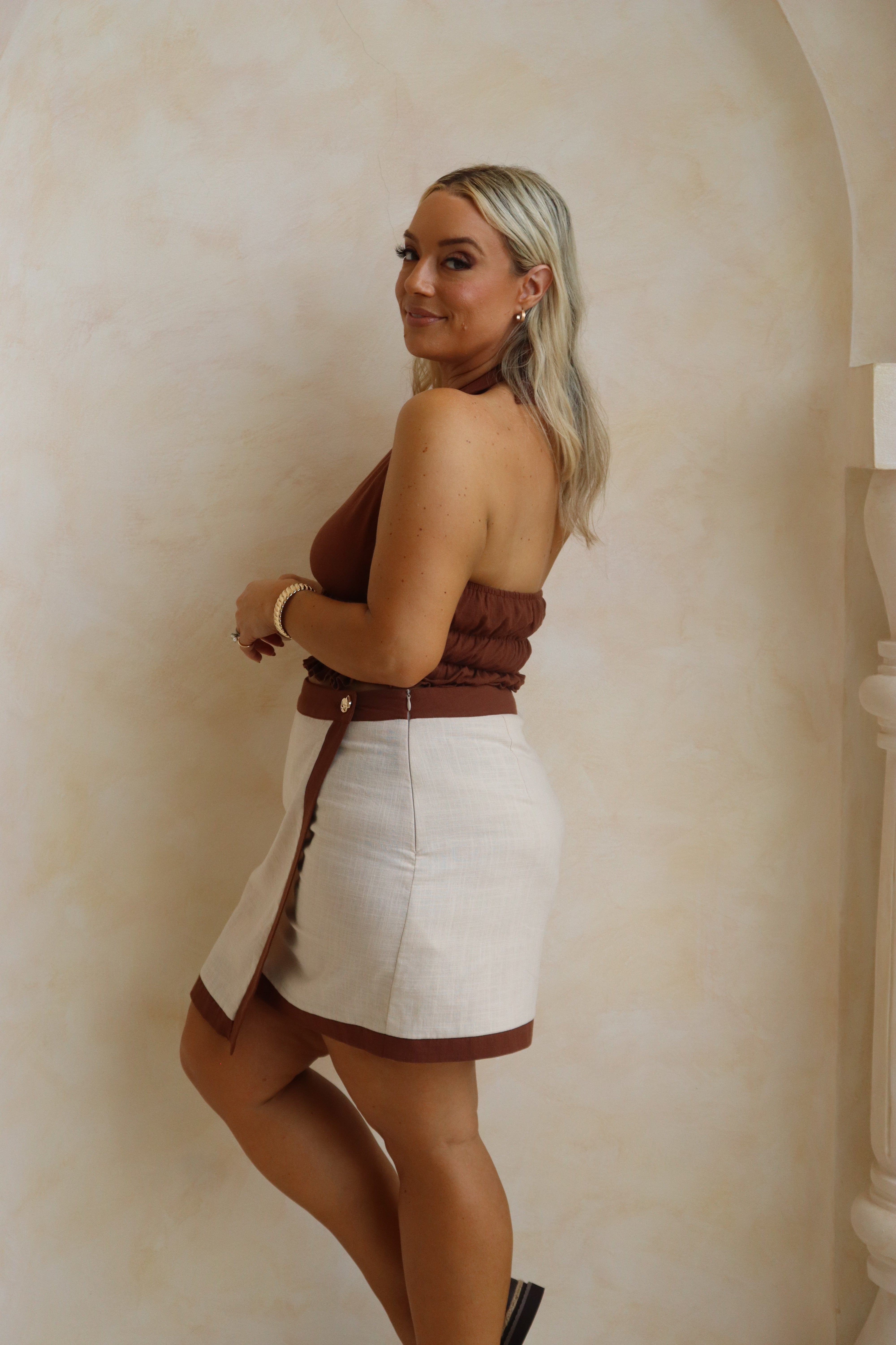 Yeni Halter Neck Top Brown