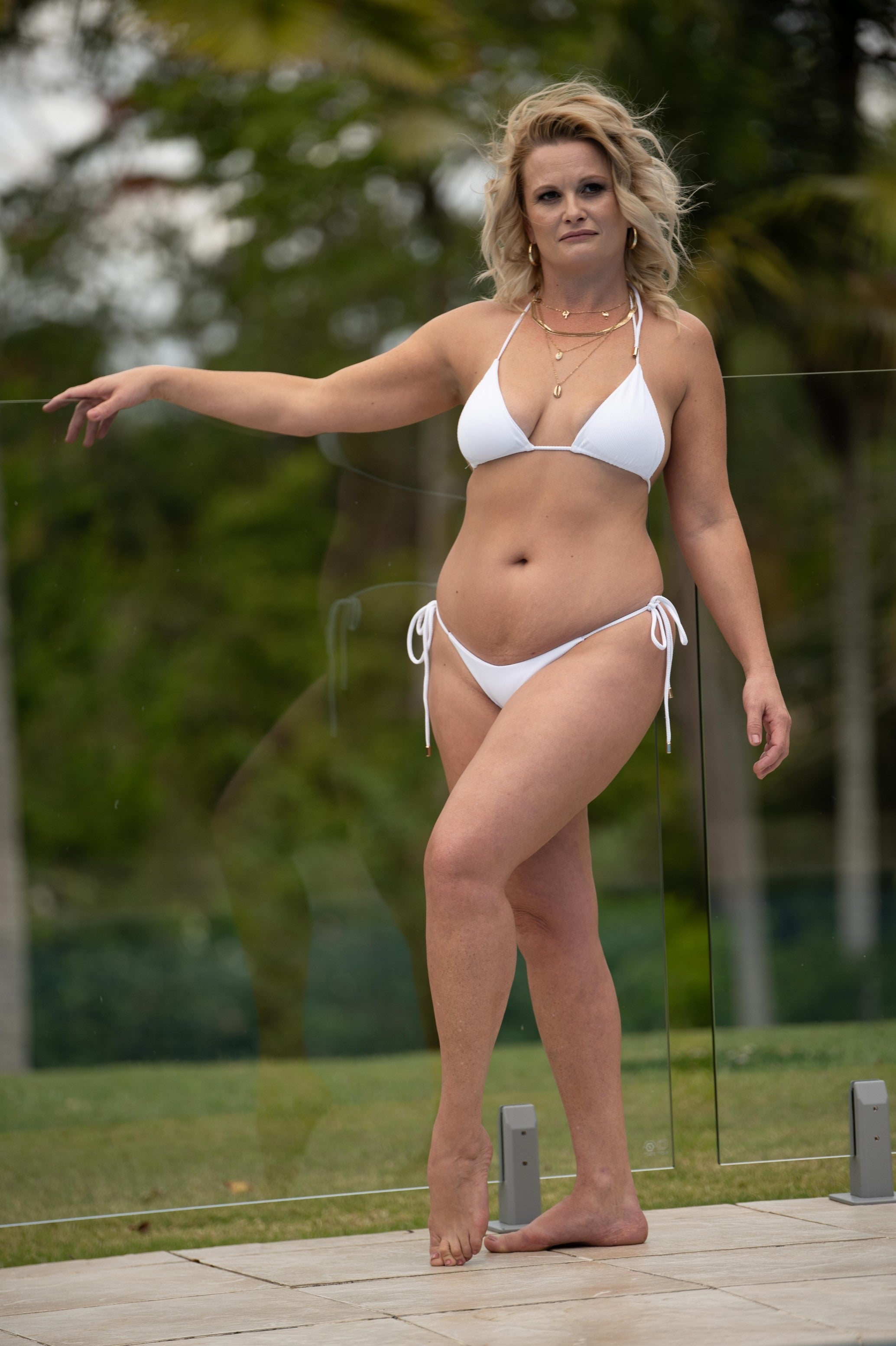 CALI Top - Micro String Bikini - RIBBED WHITE